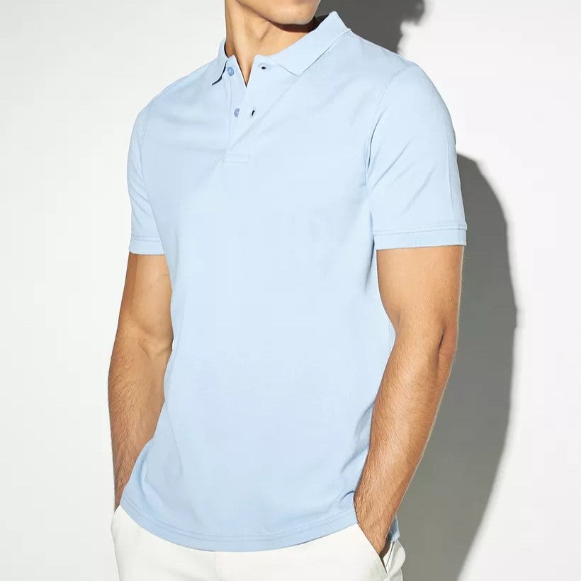 Basics, Solid Pique Polo T-shirt with Short Sleeves