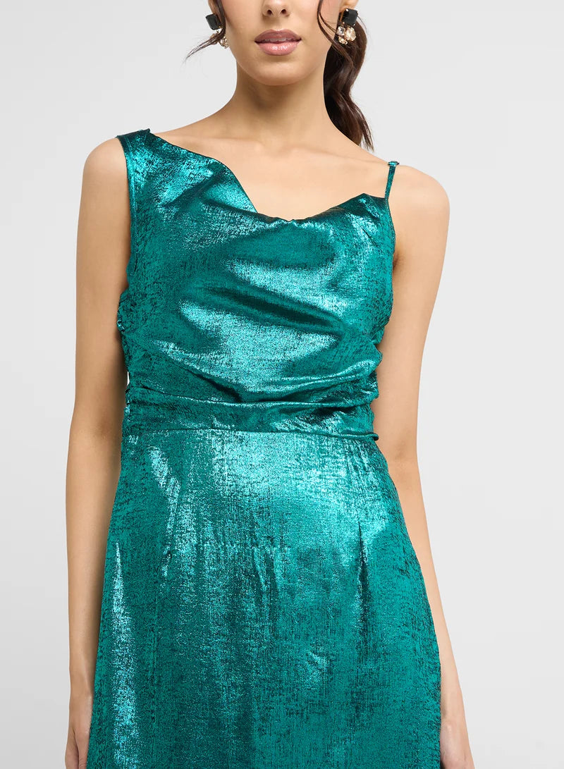 Shimmering Cowl Neck Dress