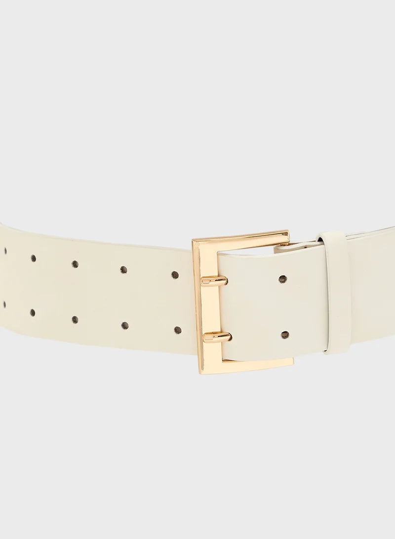 Wide Belt With Gold Buckle