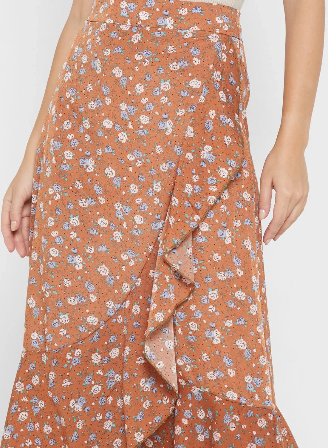 Ruffled End Printed Skirt