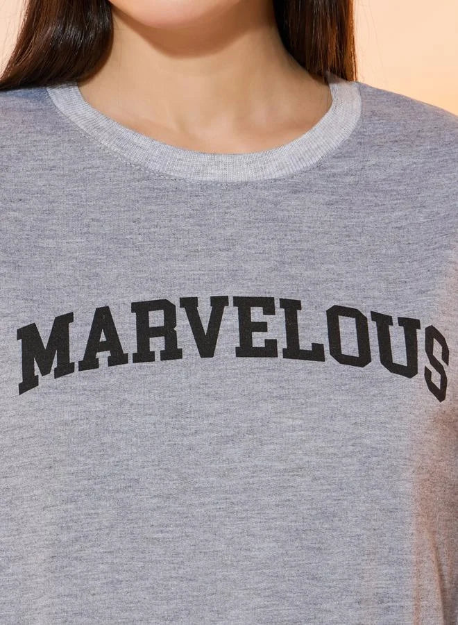 Marvelous Slogan Print Sweatshirt & Maxi Skirt Co-Ords