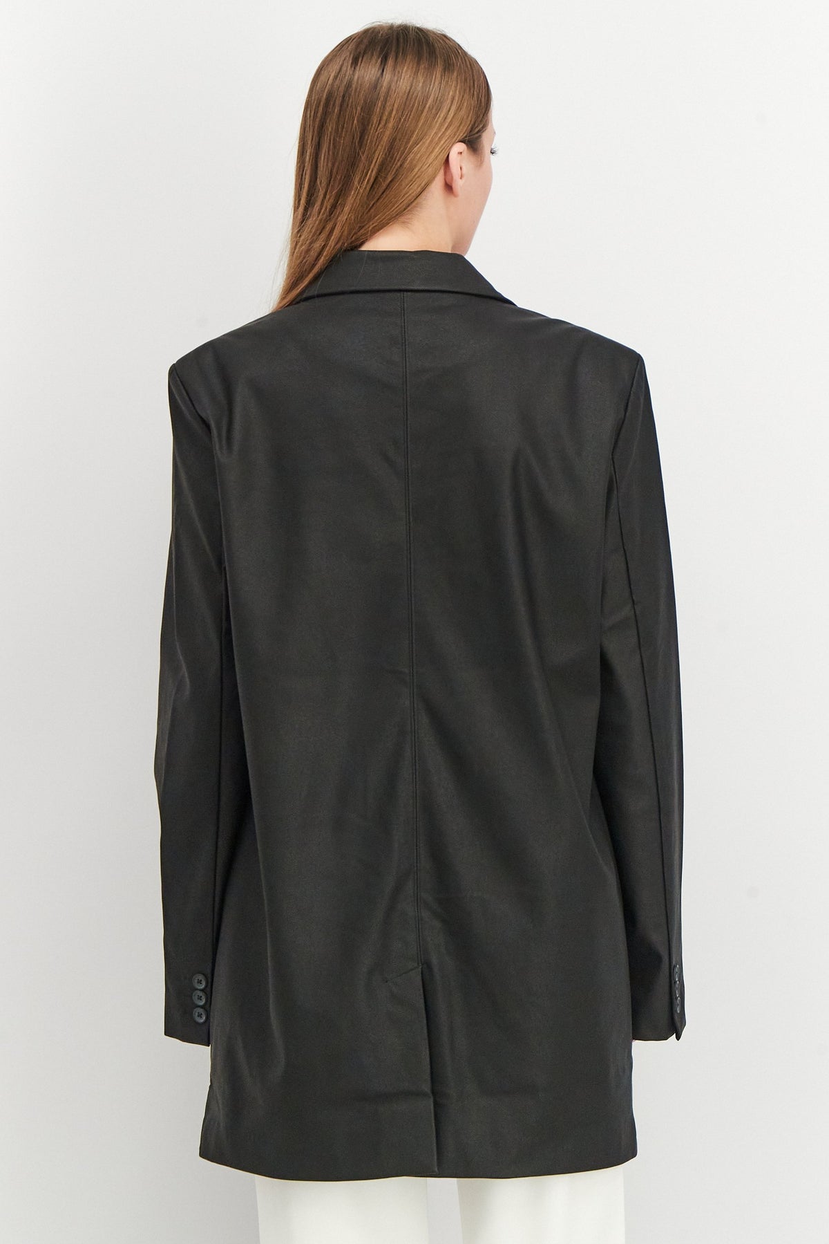 Romee Strijd x NA-KD Women Regular Fit Faux Leather Blazer