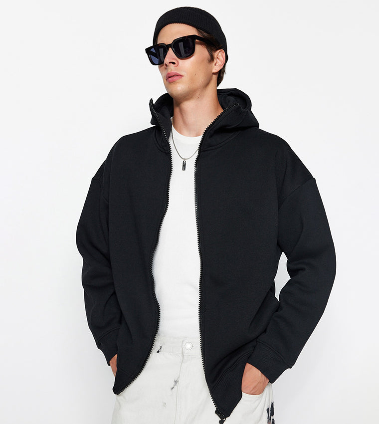 Trendyol, Solid Long Sleeves Oversized Hooded Jacket