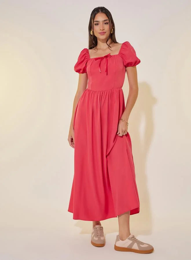 Puff Sleeve Midi Dress