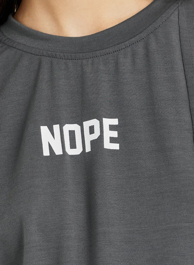 Take Two Slogan Print Round Neck T-Shirt and Pants Co-Ords