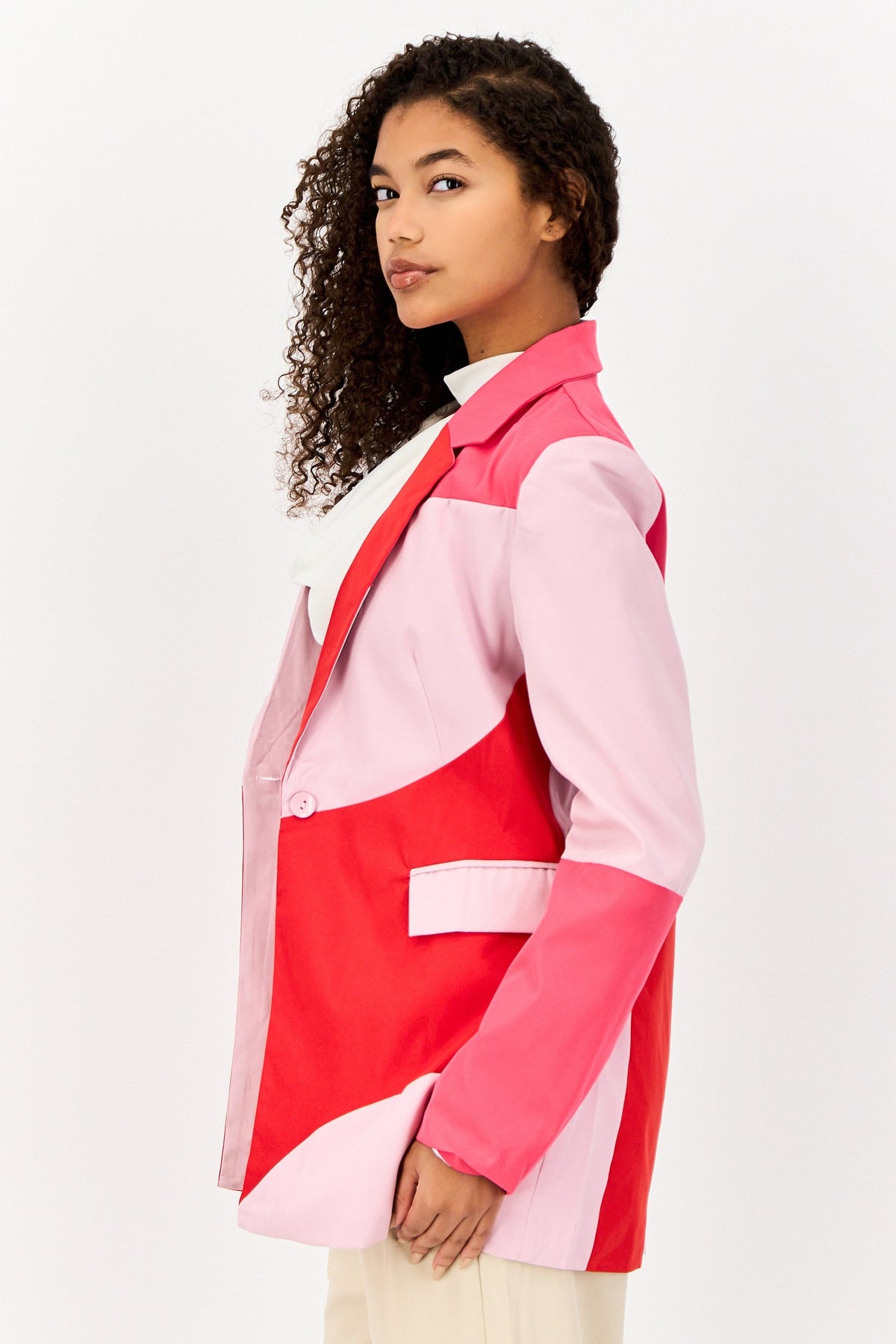 Regular Fit Color Block Semi Formal Blazer