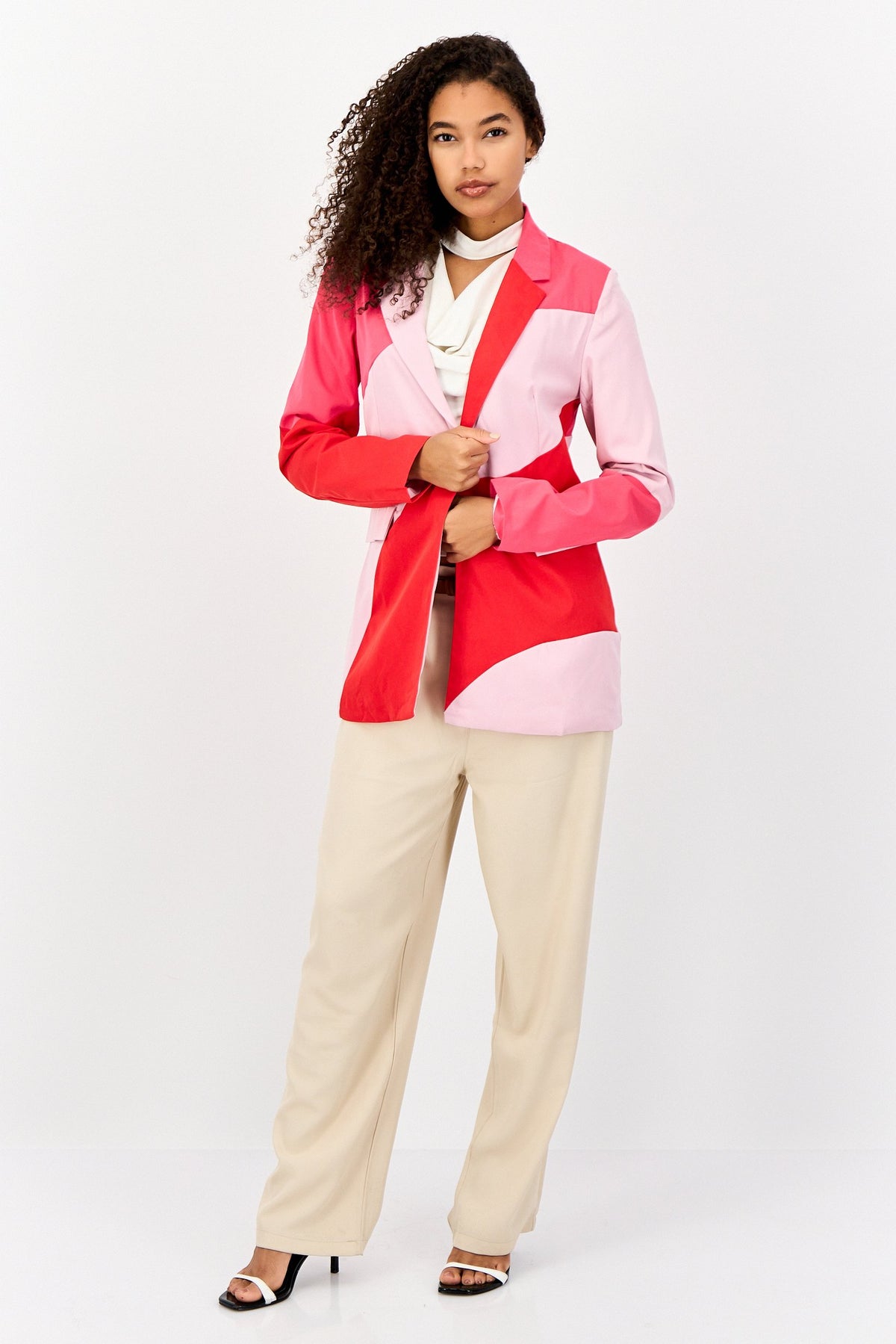 Regular Fit Color Block Semi Formal Blazer