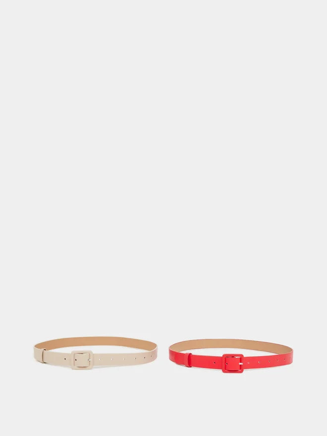 Set of 2 - Solid Tang Buckle Belt