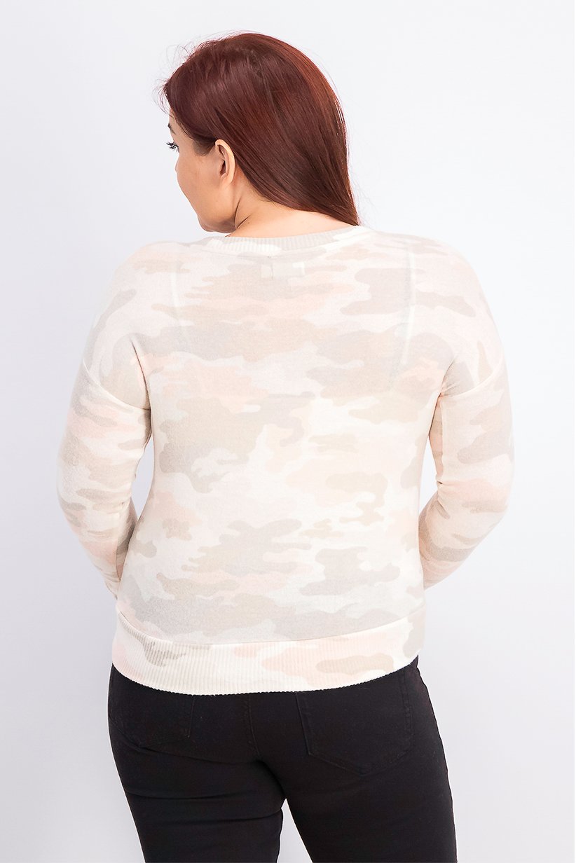 Crew Neck Camo Print Sweatshirt