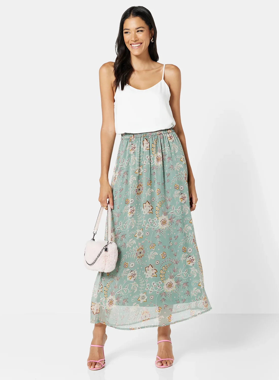 Floral Maxi Skirt Green