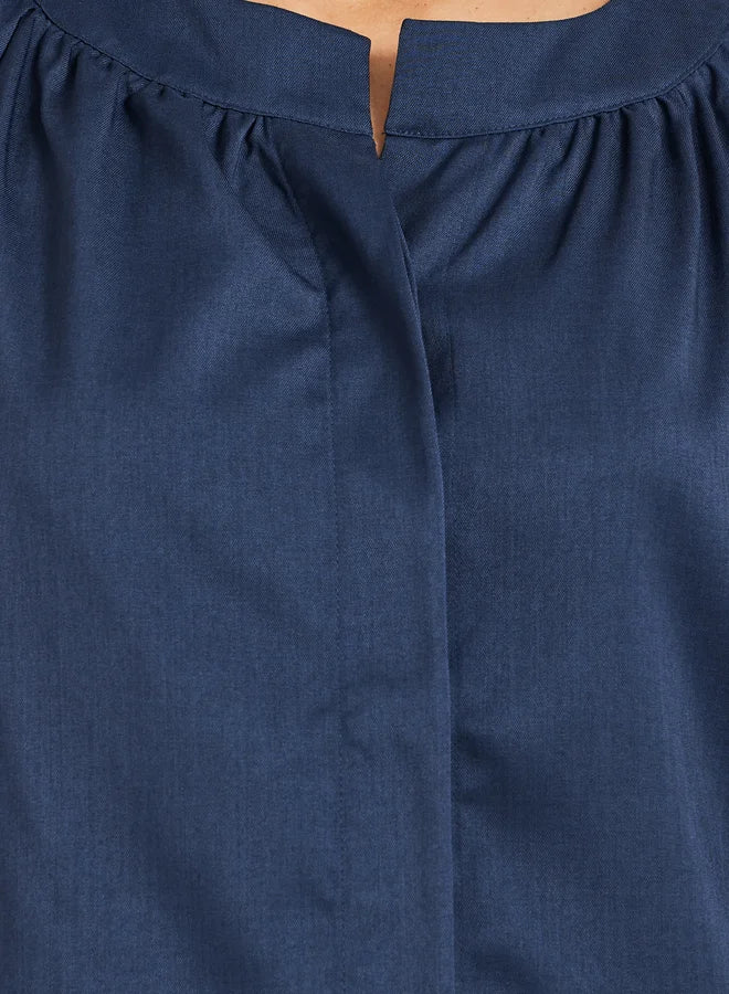 Solid Button Front Short Sleeve Top and Skirt Co-Ords