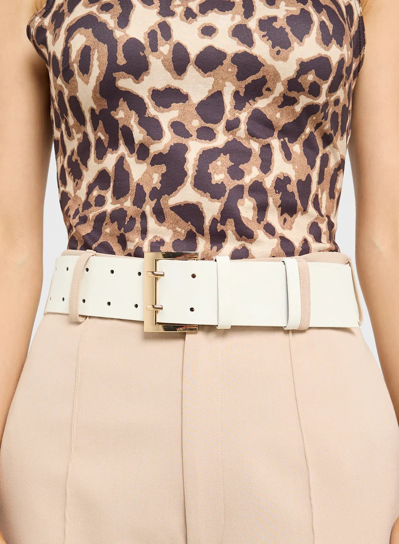 Wide Belt With Gold Buckle