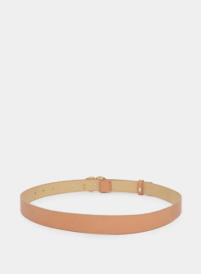 Rhinestone Double Circle Buckle Belt