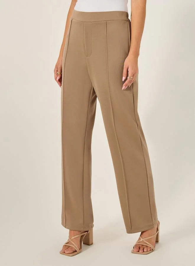 Tapered Knit Pants with Elastic Waistband