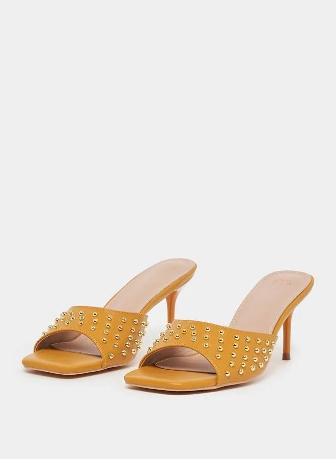 Styli Studded Strap Open Toe Heel Sandals