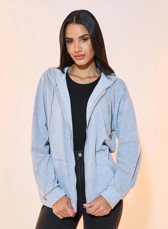 Solid Zip Up Hoodie