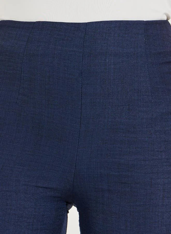 Wide Leg Linen Look Ankle Length Pants