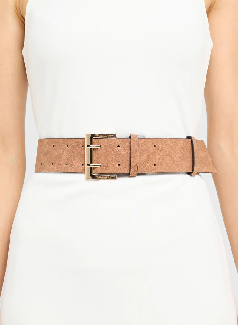 Wide Belt With Gold Buckle