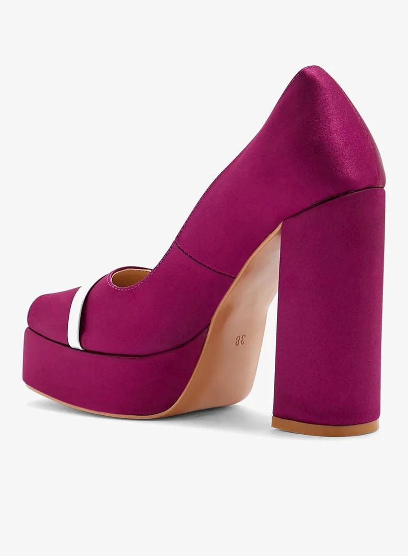 Peep-toe Satin Platform Pump