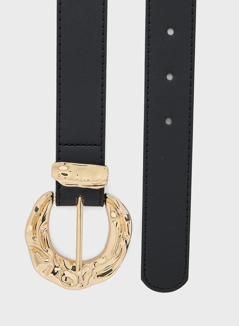 Ladies Belt With Gold Buckle