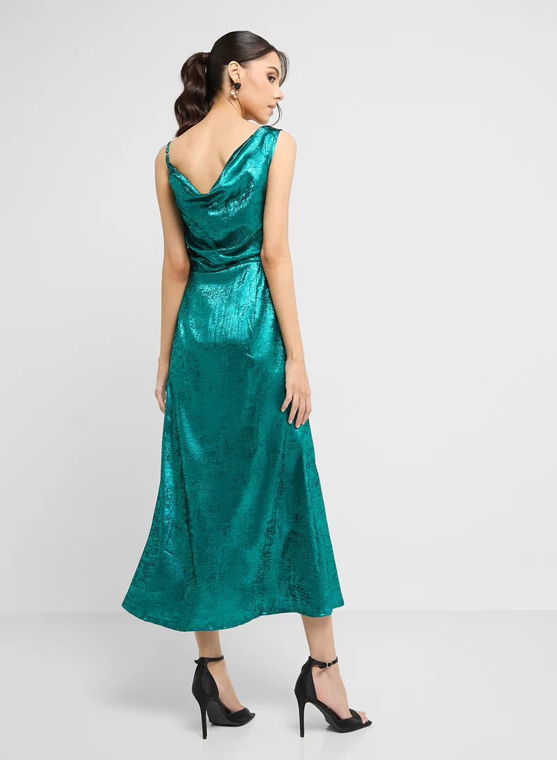 Shimmering Cowl Neck Dress