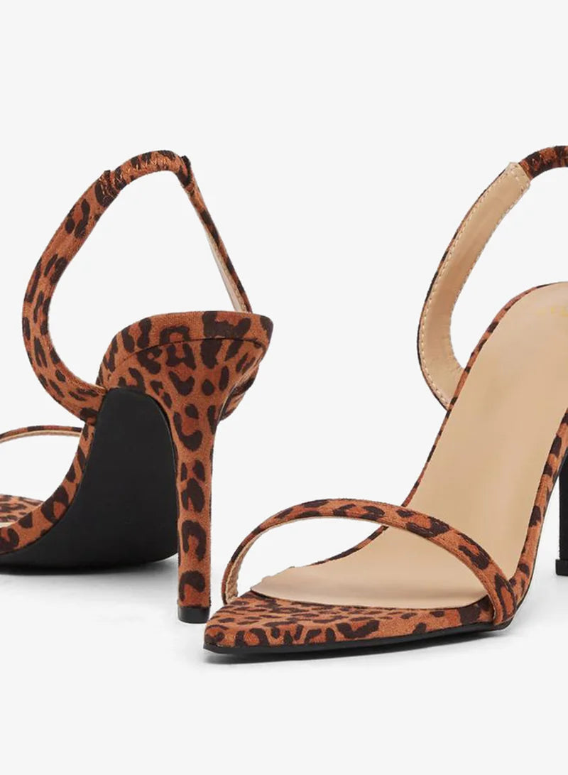Styli Leopard Print Slingback Stiletto Heel Sandals