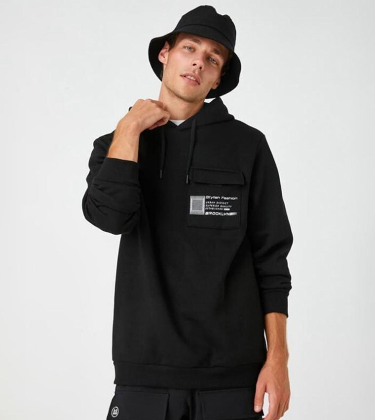 Koton, Slogan Printed Pocket Detail Hoodie